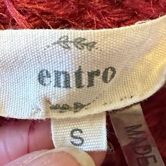 ENTRO Women’s Chunky Eyelash Texture Open Front Long Cardigan/Duster Red Small - Picture 3 of 8